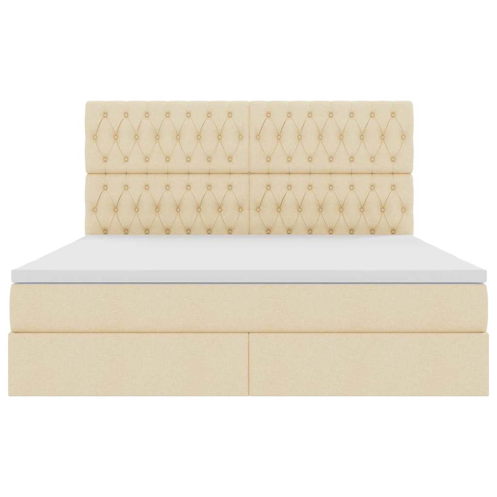 LED opbevarings seng med madras Creme 180 x 200 cm Stof