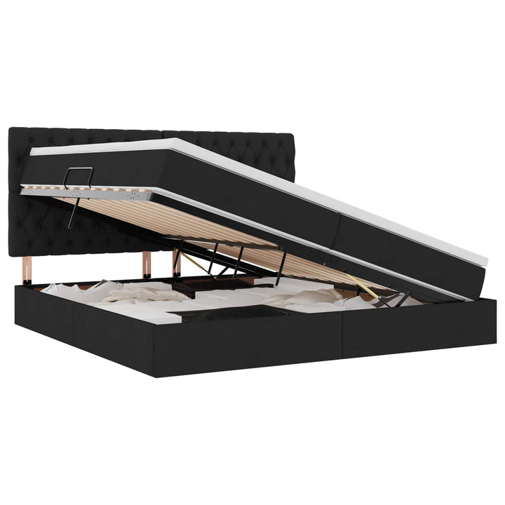 LED opbevarings seng med madras Sort 200 x 200 cm Stof