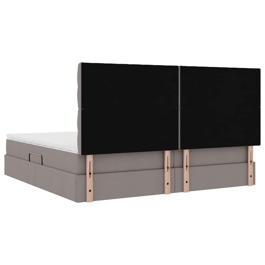 LED opbevarings seng med madras Gråbrun 200 x 200 cm Stof