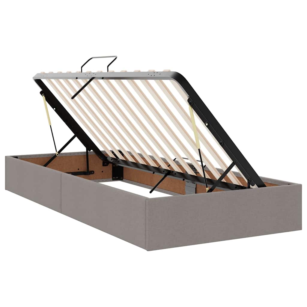 LED opbevarings seng med madras Gråbrun 90 x 190 cm Stof