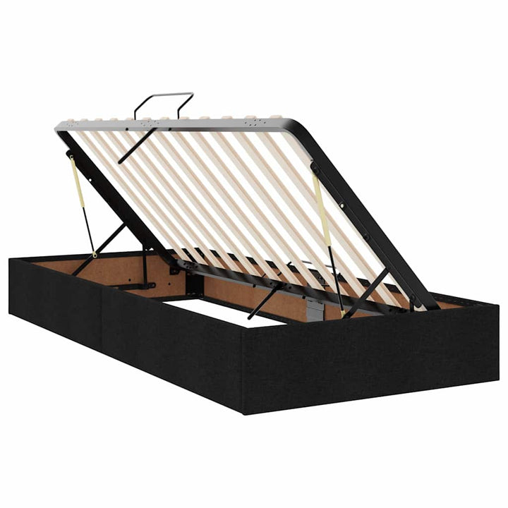 LED opbevarings seng med madras Sort 90 x 200 cm Stof