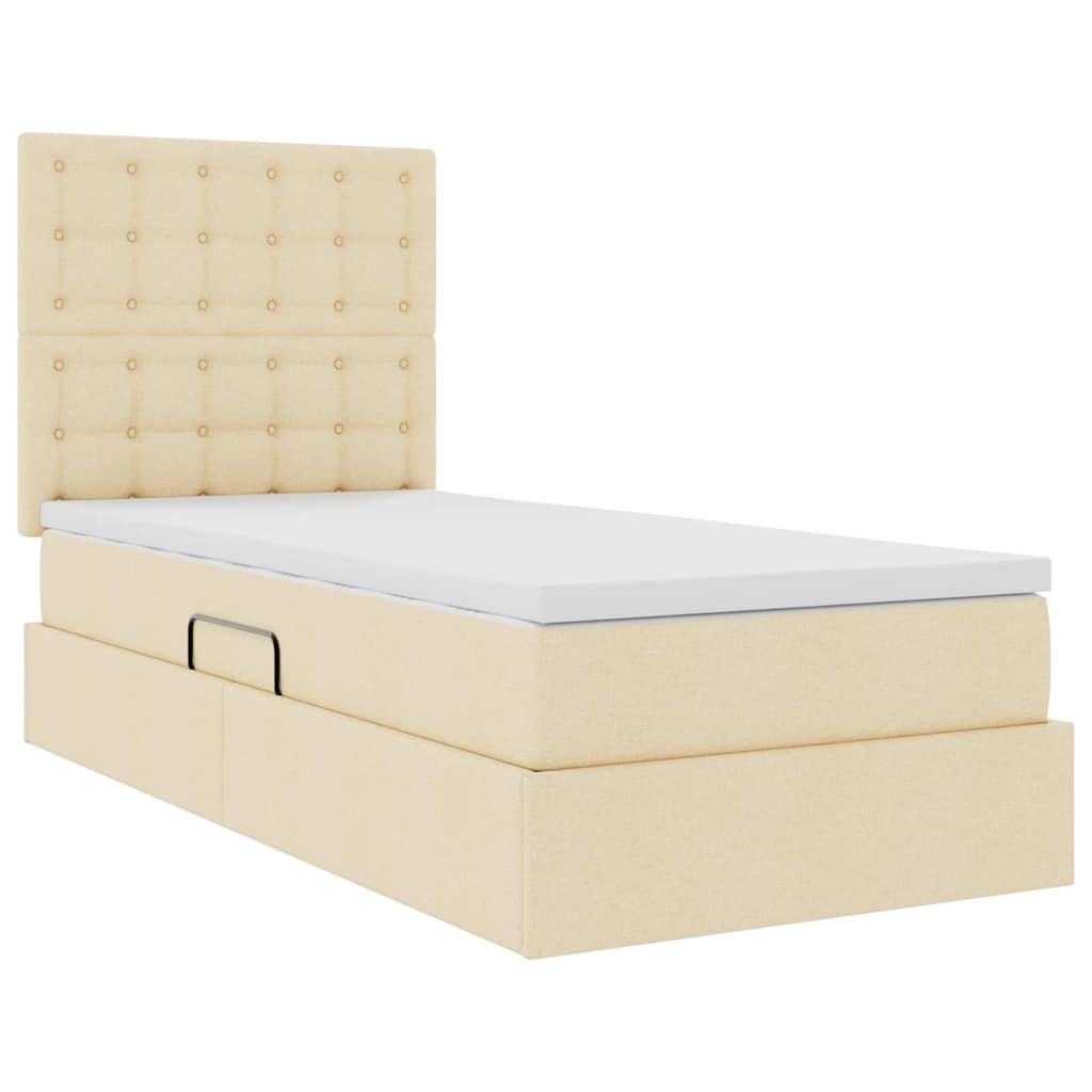 LED opbevarings seng med madras Creme 100 x 200 cm Stof