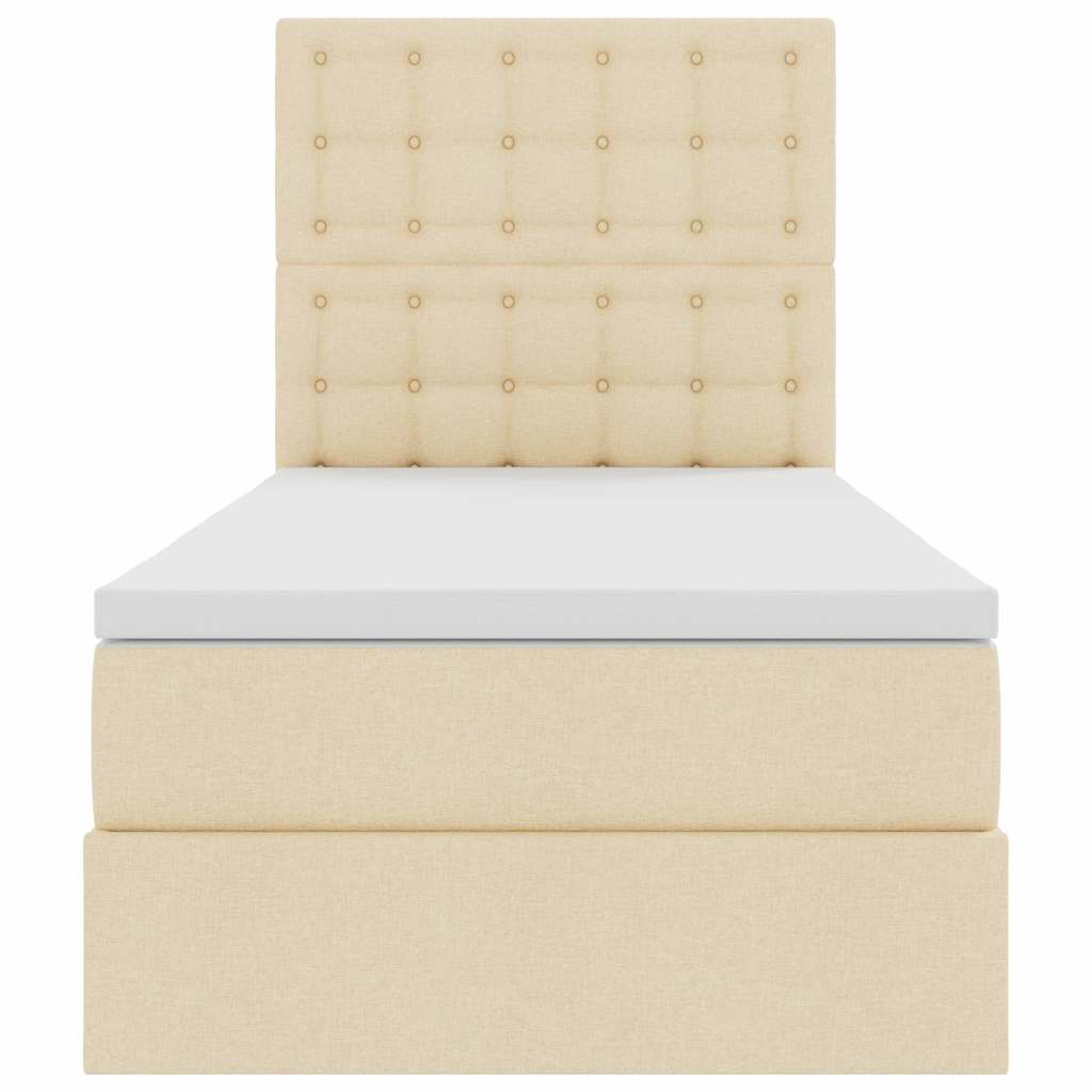 LED opbevarings seng med madras Creme 100 x 200 cm Stof