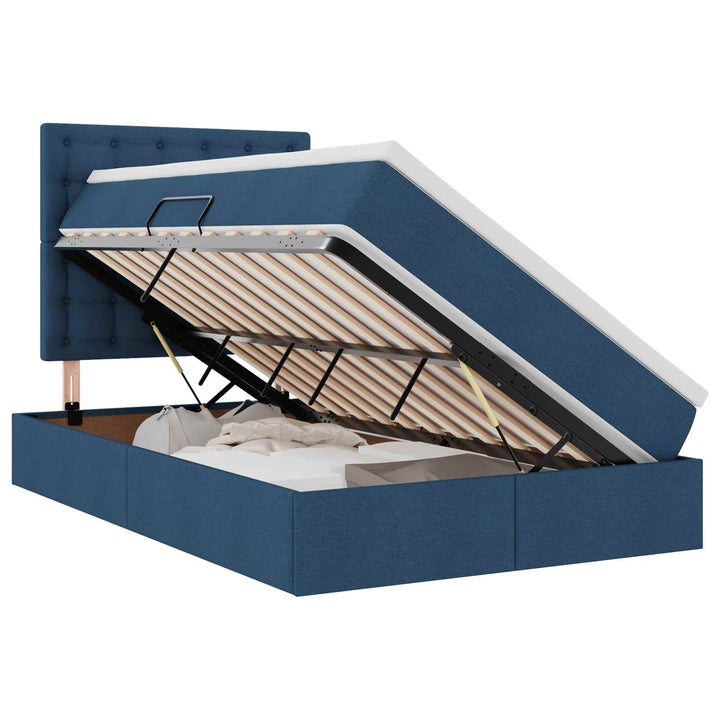 LED opbevarings seng med madras Blå 120 x 190 cm Stof