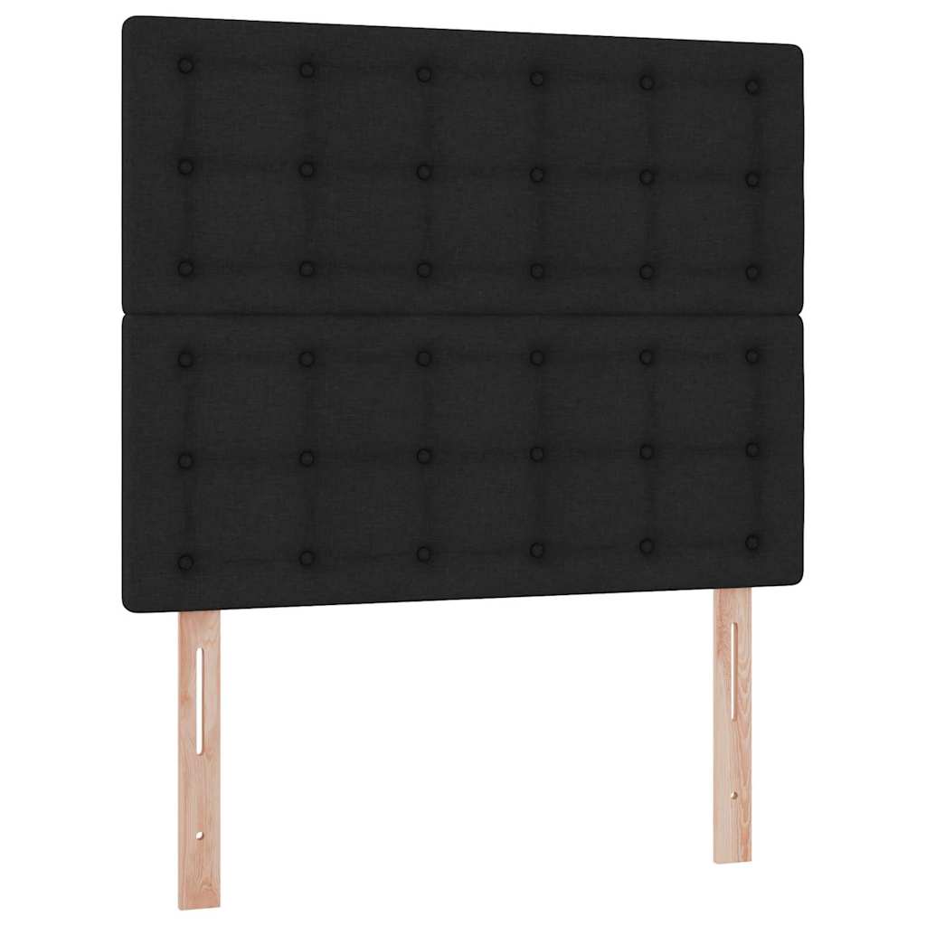 Seng med opbevaring og LED med LED Sort 120 x 200 cm Polyester