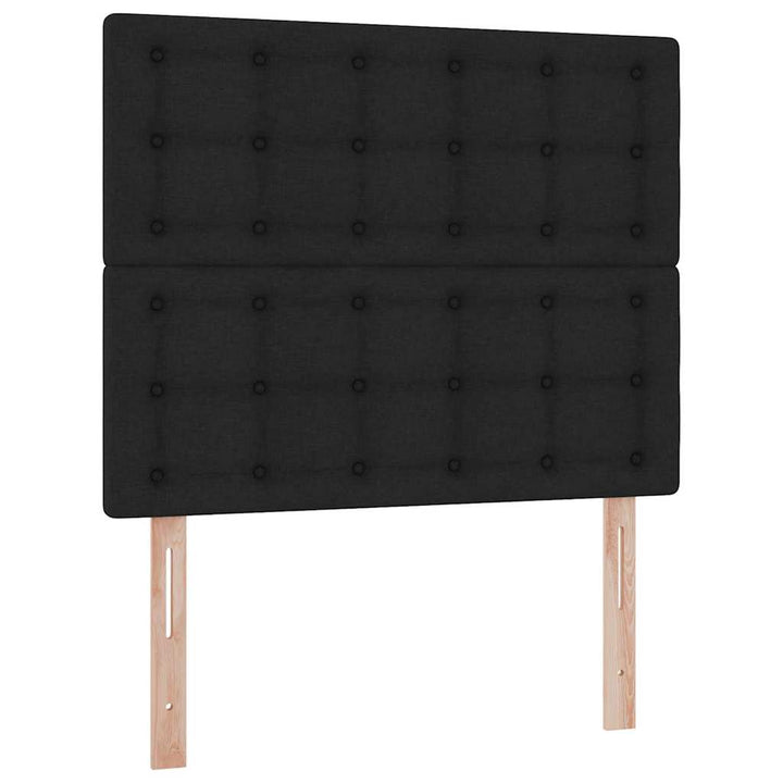 Seng med opbevaring og LED med LED Sort 120 x 200 cm Polyester