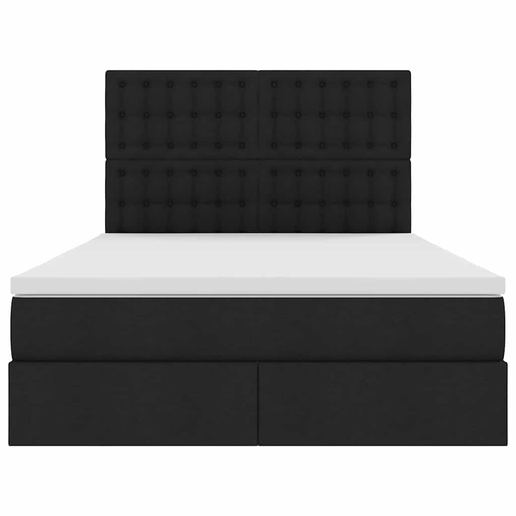 LED opbevarings seng med madras Sort 140 x 190 cm Stof