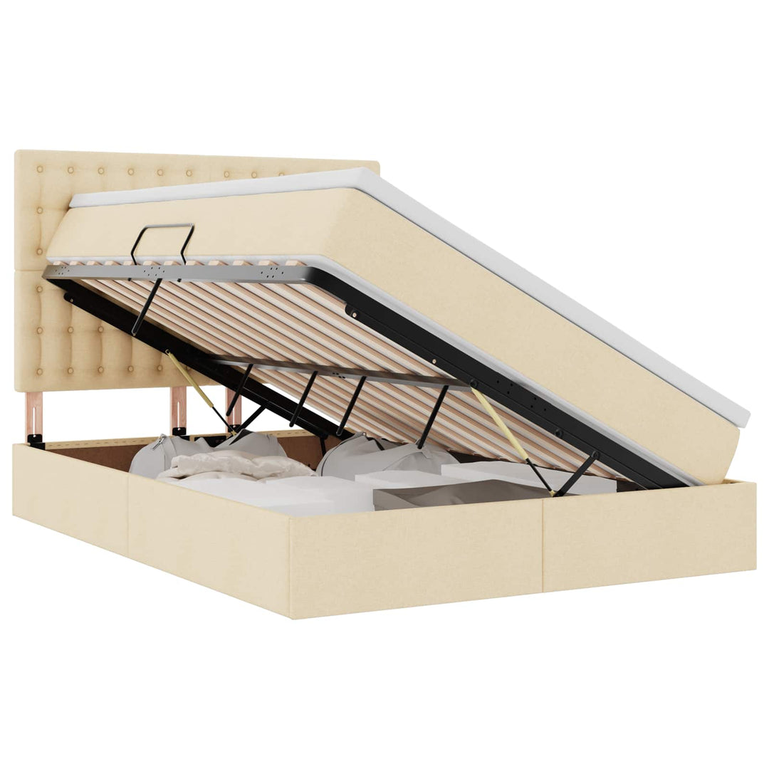 Seng med opbevaring og LED med LED Creme 140 x 190 cm Polyester