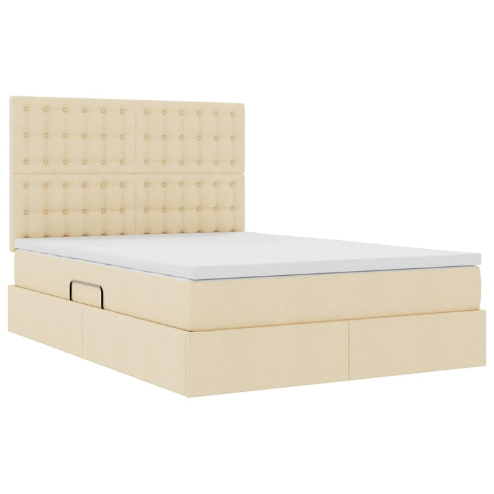 Seng med opbevaring og LED med LED Creme 140 x 190 cm Polyester