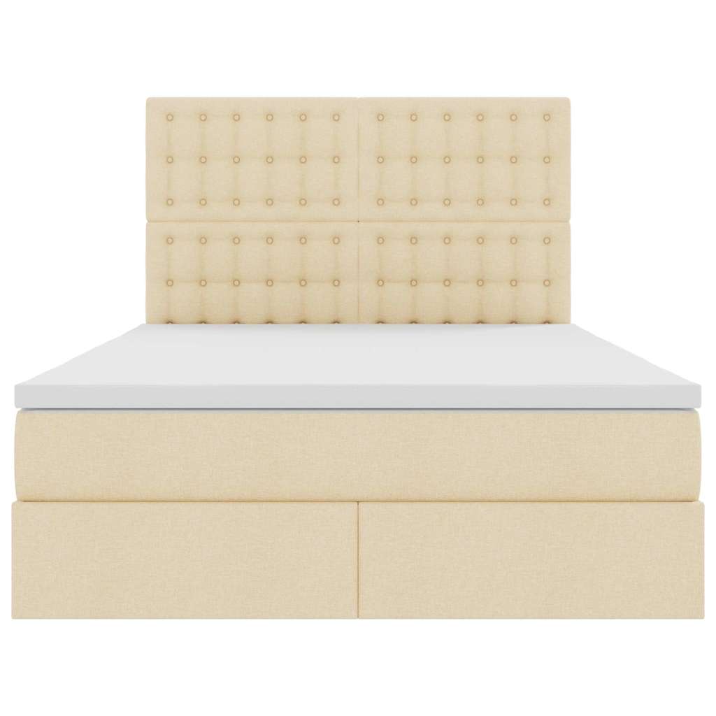 Seng med opbevaring og LED med LED Creme 140 x 190 cm Polyester