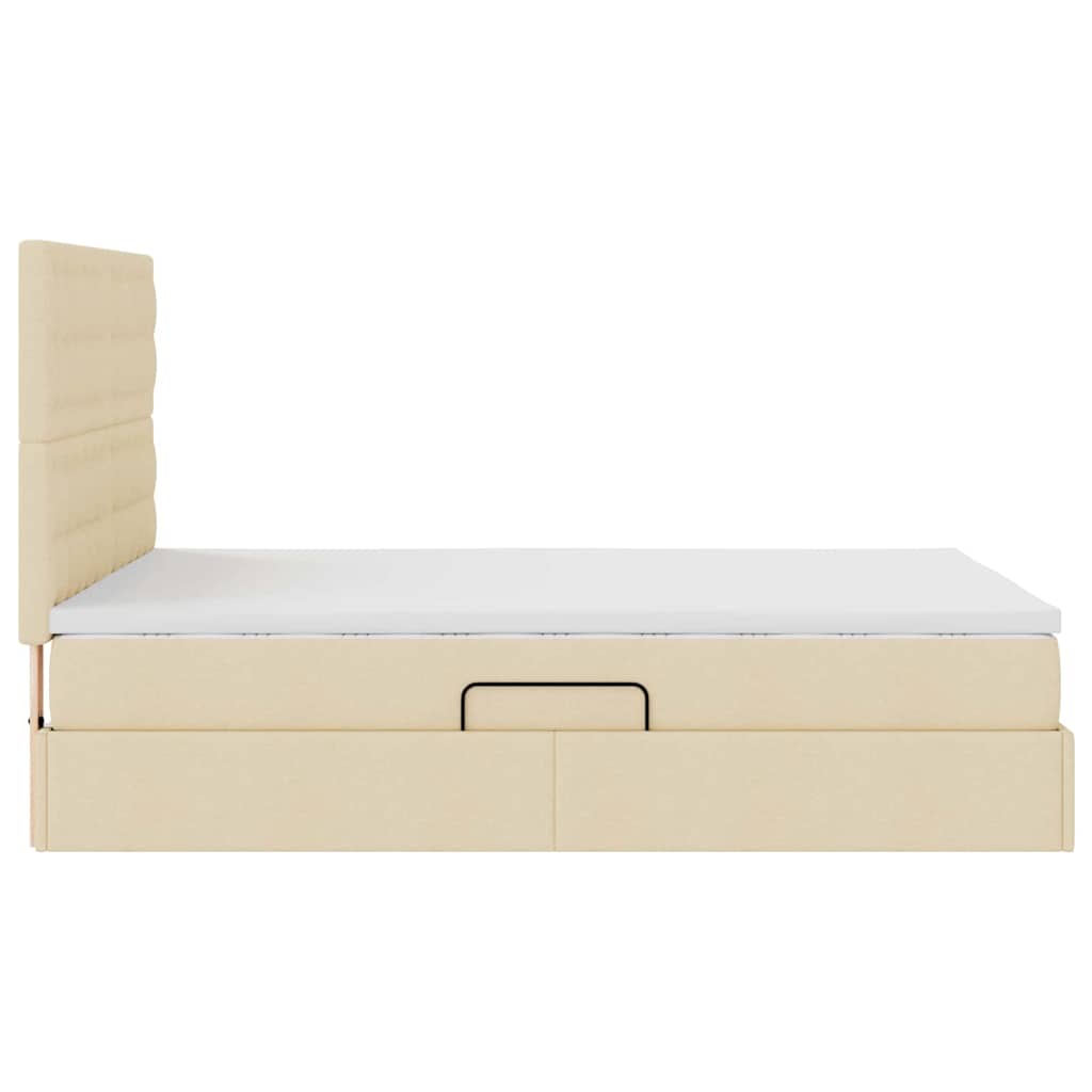 Seng med opbevaring og LED med LED Creme 140 x 190 cm Polyester