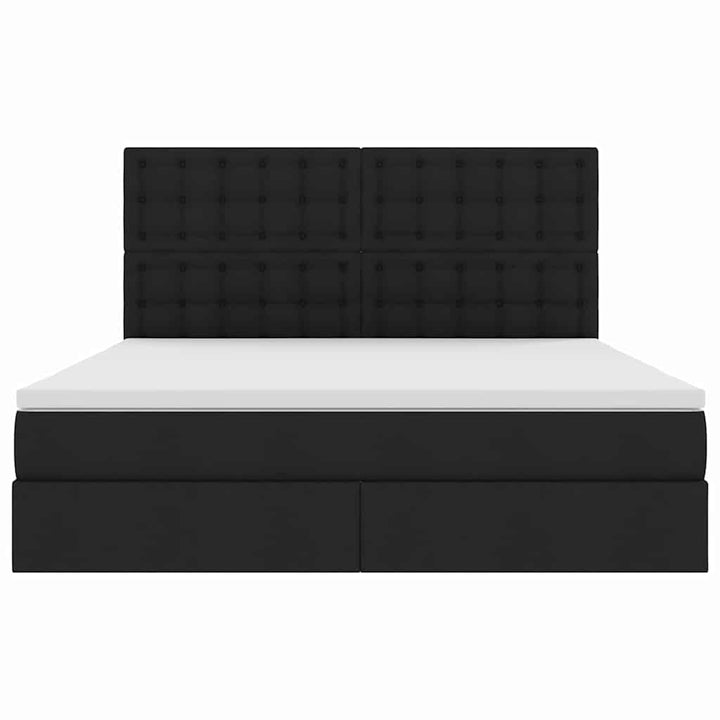 LED opbevarings seng med madras Sort 160 x 200 cm Stof