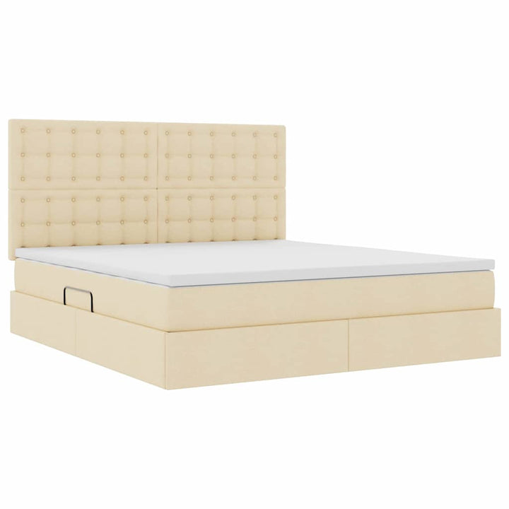 LED opbevarings seng med madras Creme 160 x 200 cm Stof