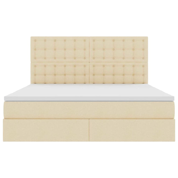 LED opbevarings seng med madras Creme 160 x 200 cm Stof