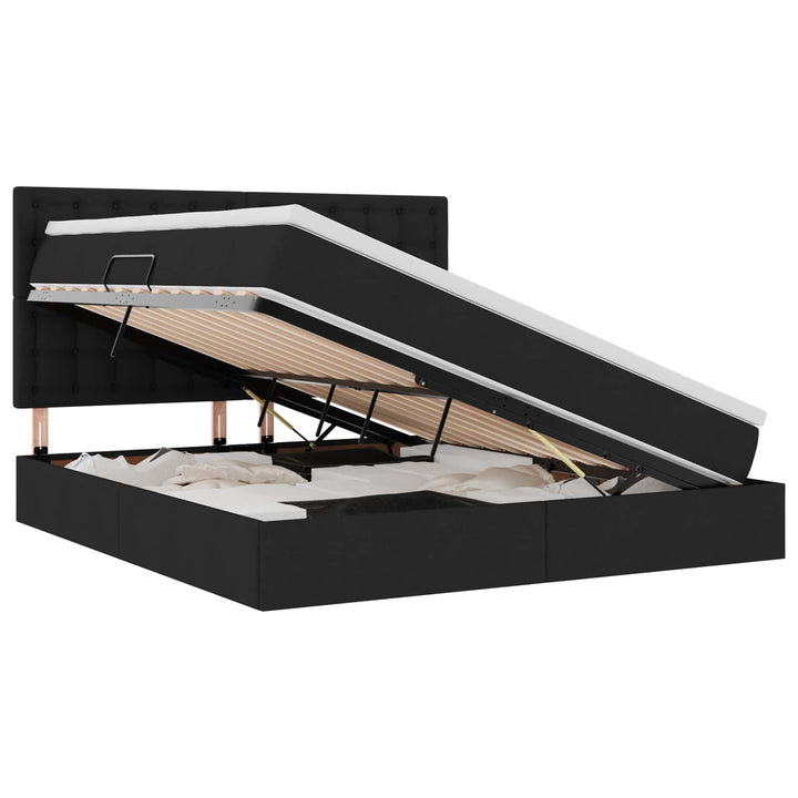 LED opbevarings seng med madras Sort 180 x 200 cm Stof
