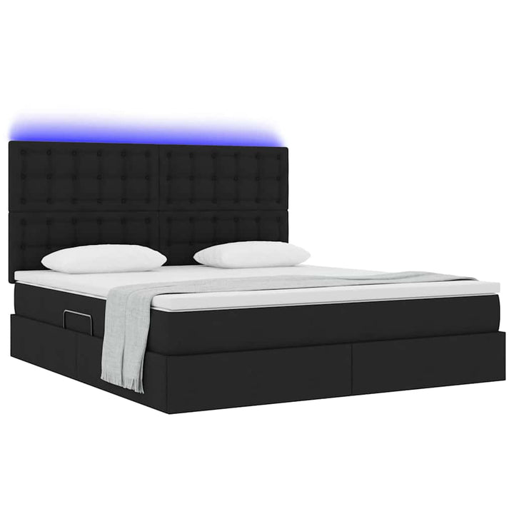 LED opbevarings seng med madras Sort 180 x 200 cm Stof