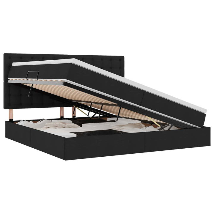 LED opbevarings seng med madras Sort 200 x 200 cm Stof
