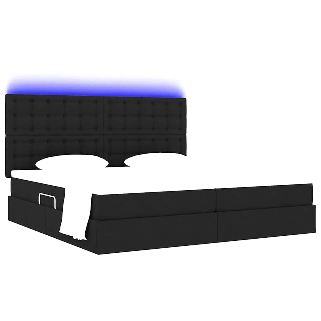 LED opbevarings seng med madras Sort 200 x 200 cm Stof