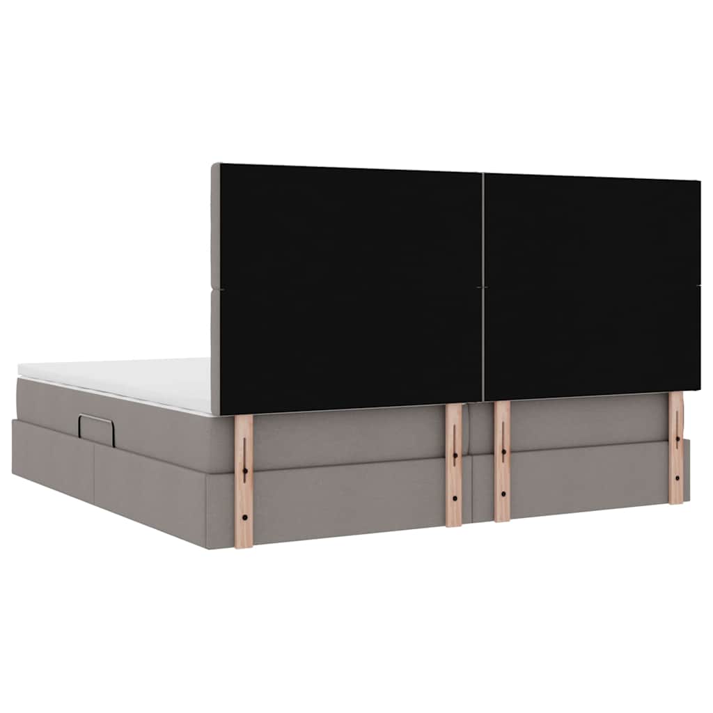 LED opbevarings seng med madras Gråbrun 200 x 200 cm Stof