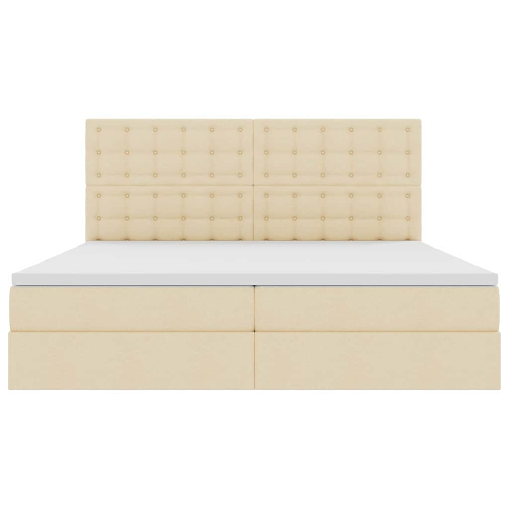 LED opbevarings seng med madras Creme 200 x 200 cm Stof