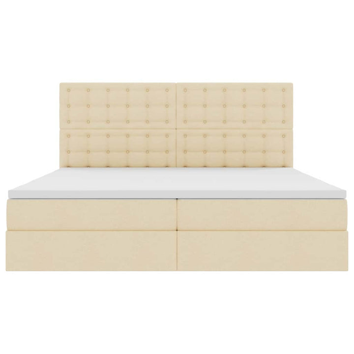 LED opbevarings seng med madras Creme 200 x 200 cm Stof