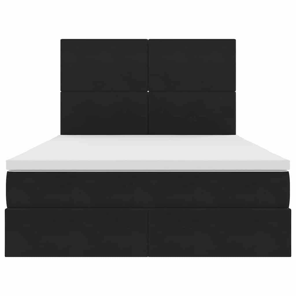 LED opbevarings seng med madras Sort 140 x 190 cm Fløjl