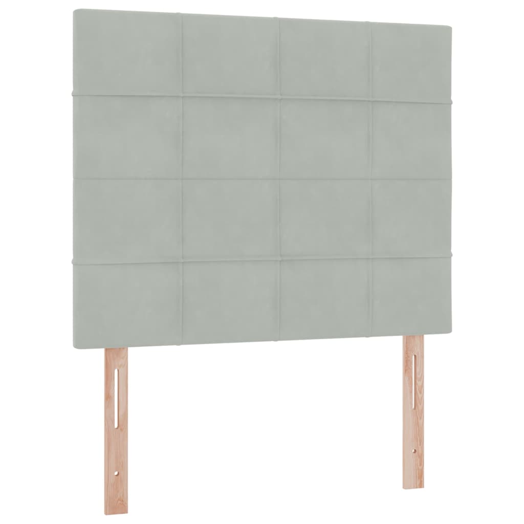 LED opbevarings seng med madras Lysegrå 120 x 200 cm Fløjl