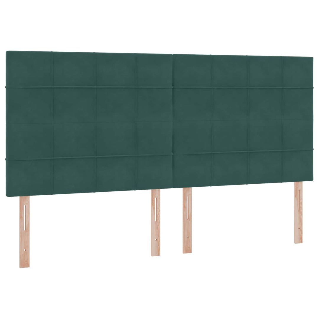 Seng med opbevaring og LED med LED Mørkegrøn 200 x 200 cm Fløjl
