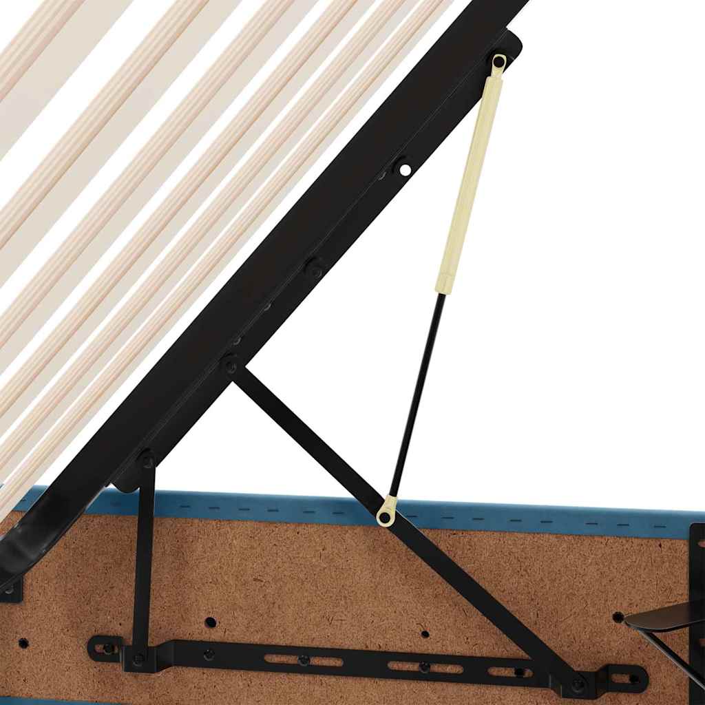LED opbevarings seng med madras Mørk blå 200 x 200 cm Fløjl