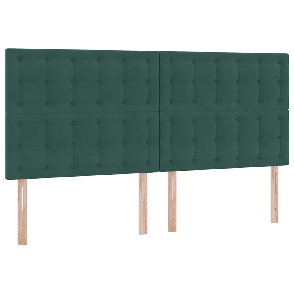 Seng med opbevaring og LED med LED Mørkegrøn 200 x 200 cm Fløjl