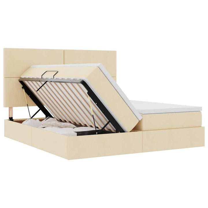 LED opbevarings seng med madras Creme 180 x 200 cm Stof