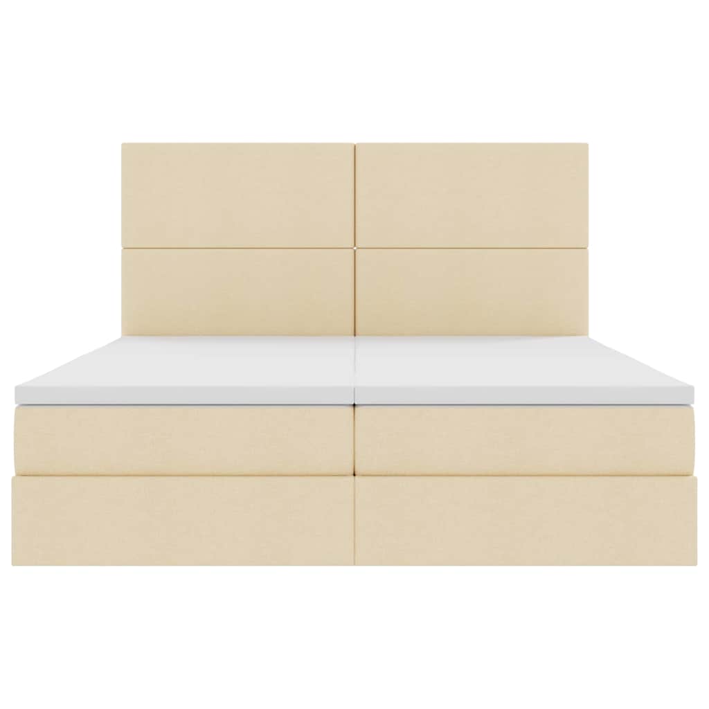 LED opbevarings seng med madras Creme 180 x 200 cm Stof