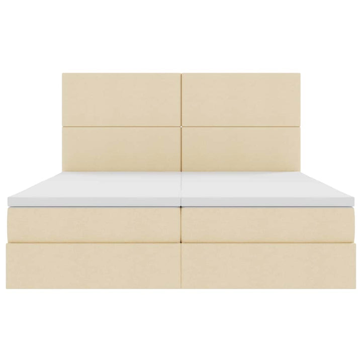 LED opbevarings seng med madras Creme 180 x 200 cm Stof