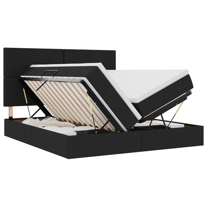 LED opbevarings seng med madras Sort 200 x 200 cm Stof