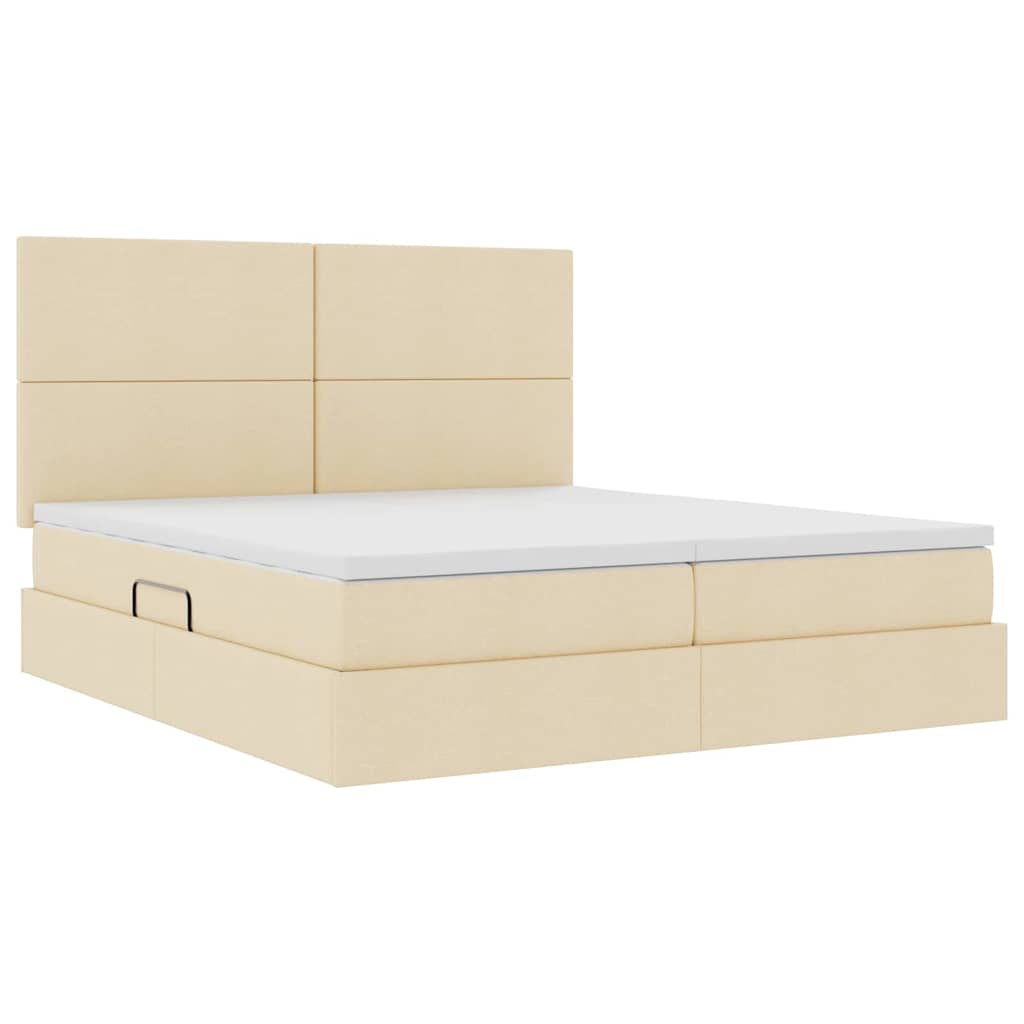 LED opbevarings seng med madras Creme 200 x 200 cm Stof