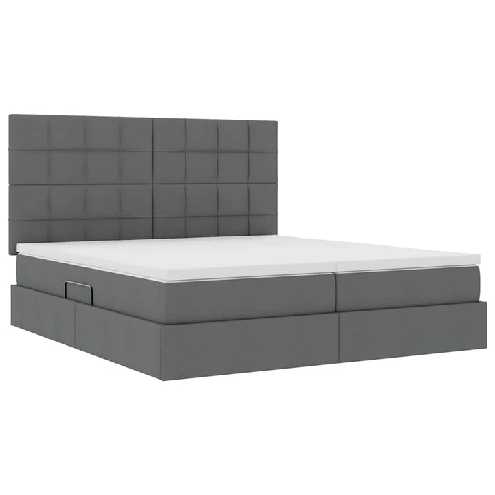 LED opbevarings seng med madras Mørkegrå 180 x 200 cm Stof