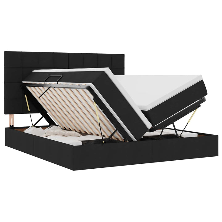 LED opbevarings seng med madras Sort 180 x 200 cm Stof