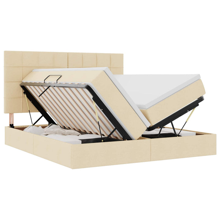 LED opbevarings seng med madras Creme 200 x 200 cm Stof