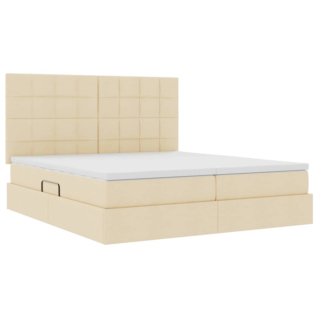 LED opbevarings seng med madras Creme 200 x 200 cm Stof