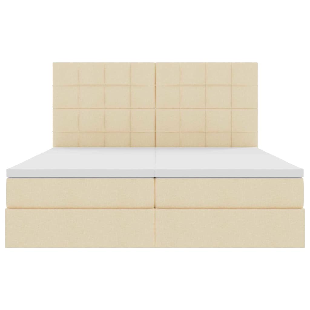 LED opbevarings seng med madras Creme 200 x 200 cm Stof