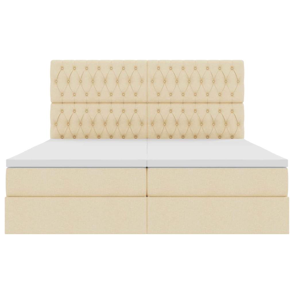 LED opbevarings seng med madras Creme 200 x 200 cm Stof