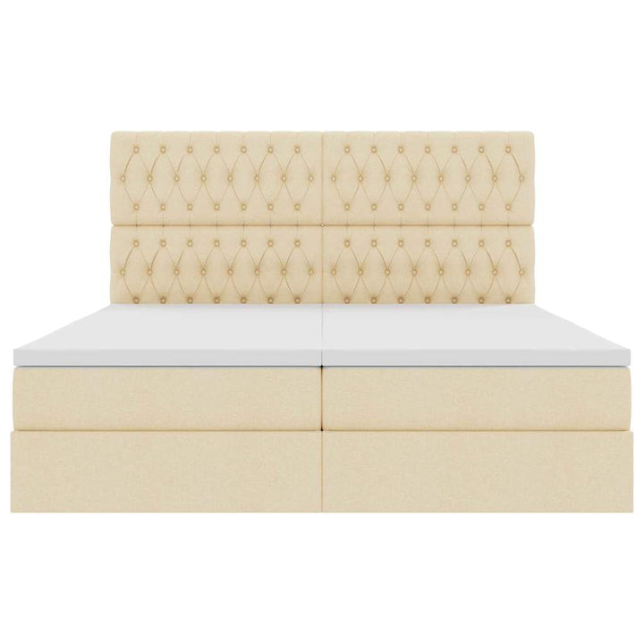 LED opbevarings seng med madras Creme 200 x 200 cm Stof