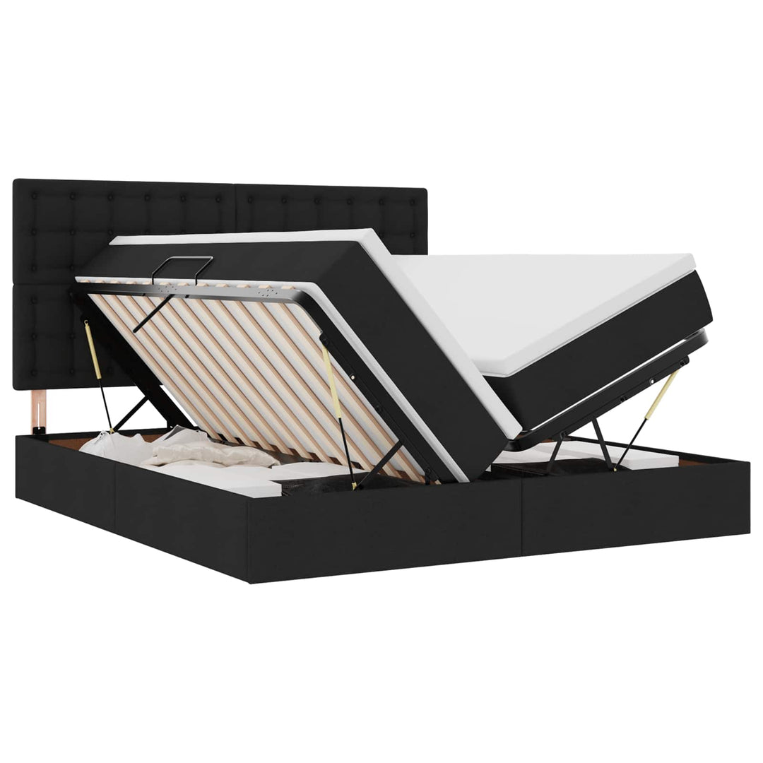 LED opbevarings seng med madras Sort 200 x 200 cm Stof
