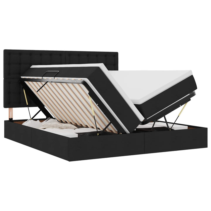 LED opbevarings seng med madras Sort 200 x 200 cm Stof