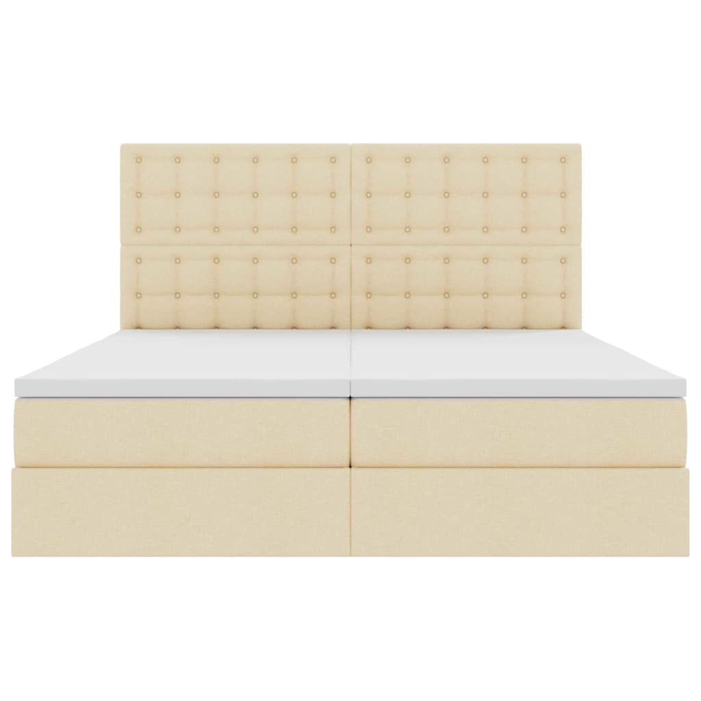 LED opbevarings seng med madras Creme 200 x 200 cm Stof