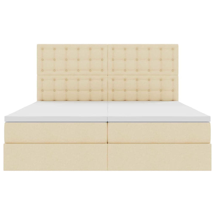 LED opbevarings seng med madras Creme 200 x 200 cm Stof