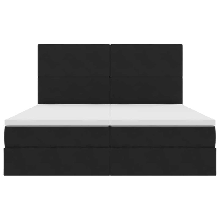 LED opbevarings seng med madras Sort 180 x 200 cm Fløjl