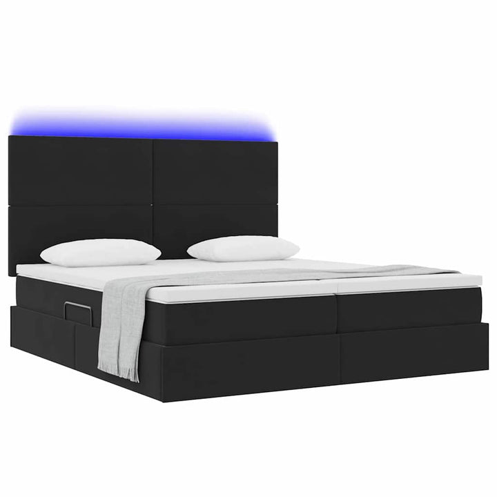 LED opbevarings seng med madras Sort 180 x 200 cm Fløjl