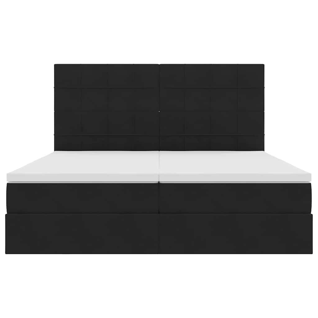 LED opbevarings seng med madras Sort 180 x 200 cm Fløjl