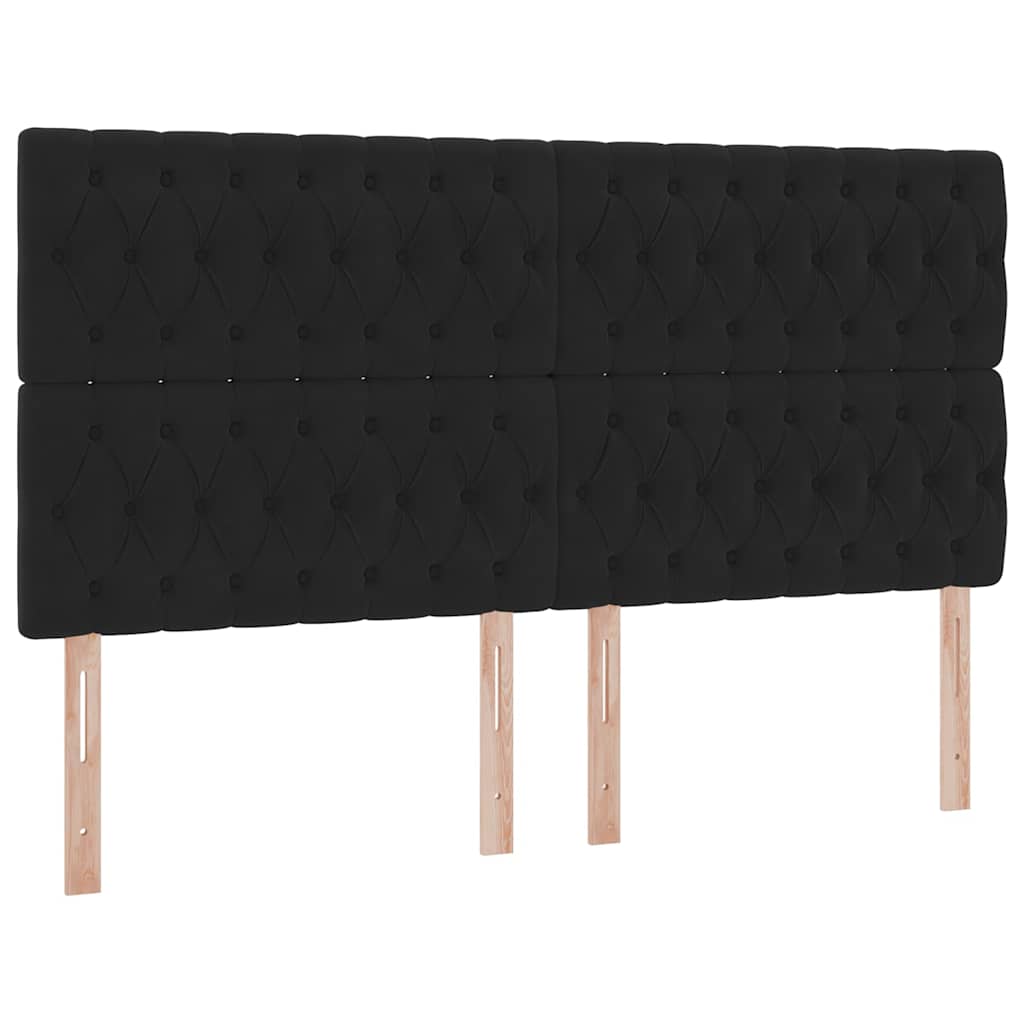 Seng med LED-lysstrimler med hovedgærde Sort 200 x 200 cm Fløjl